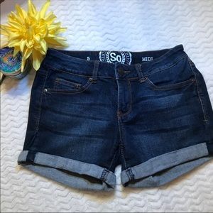 ✔️MIDI Cuff Dark Wash Denim Shorts Size 5